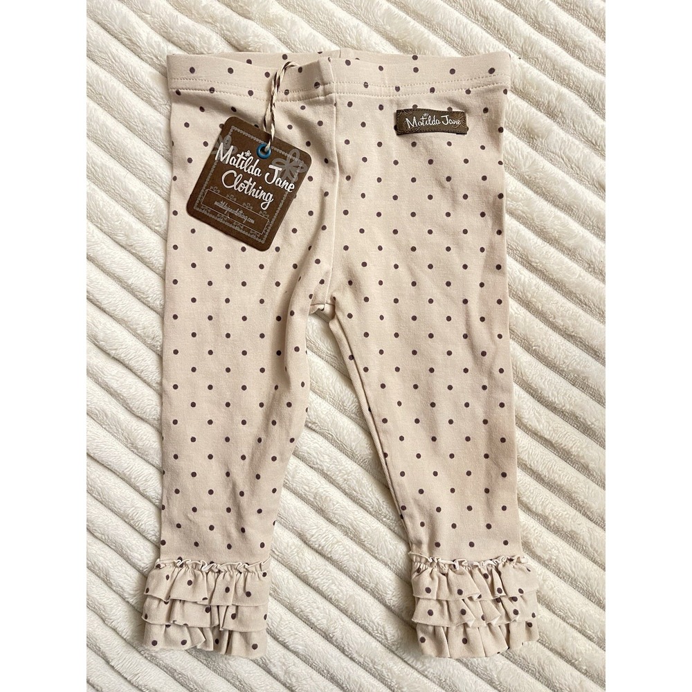 Matilda Jane Baby 6-12 Months Polkie Leggings Tan‎ Beige New